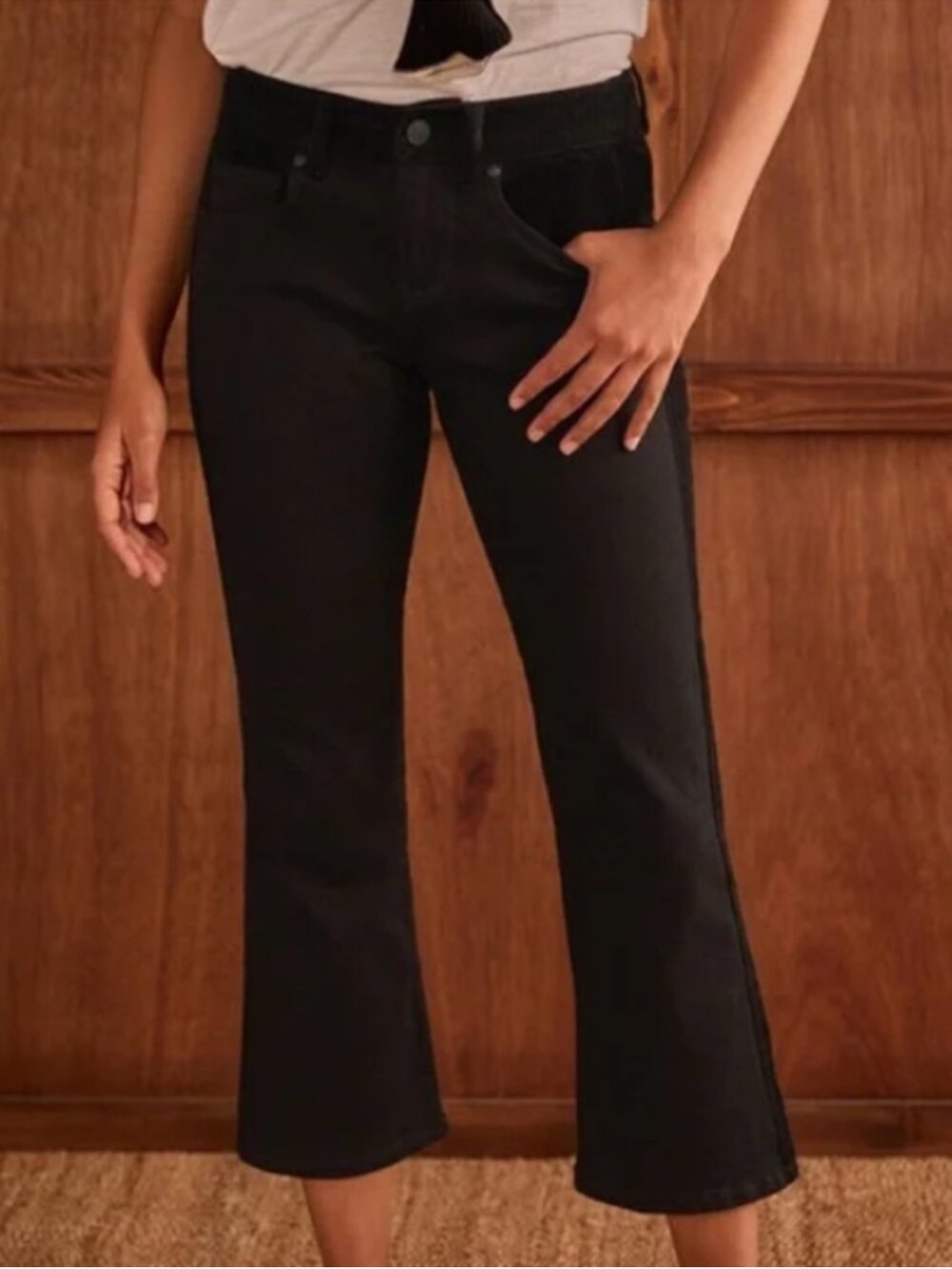 Cabi 4907 Tuxedo Kick Flare Black Jeans Size 10